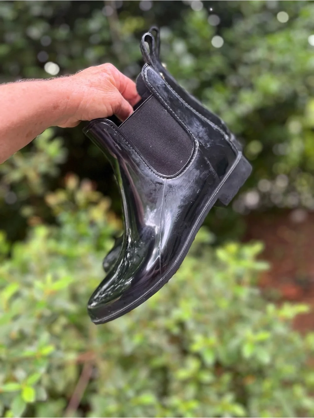 Sam Edelman Black Gloss Chelsea Rain Boots 10
